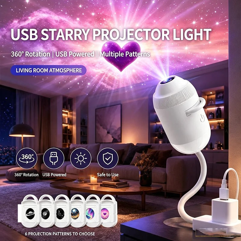 USB Starry Sky Projector Night Light 360°