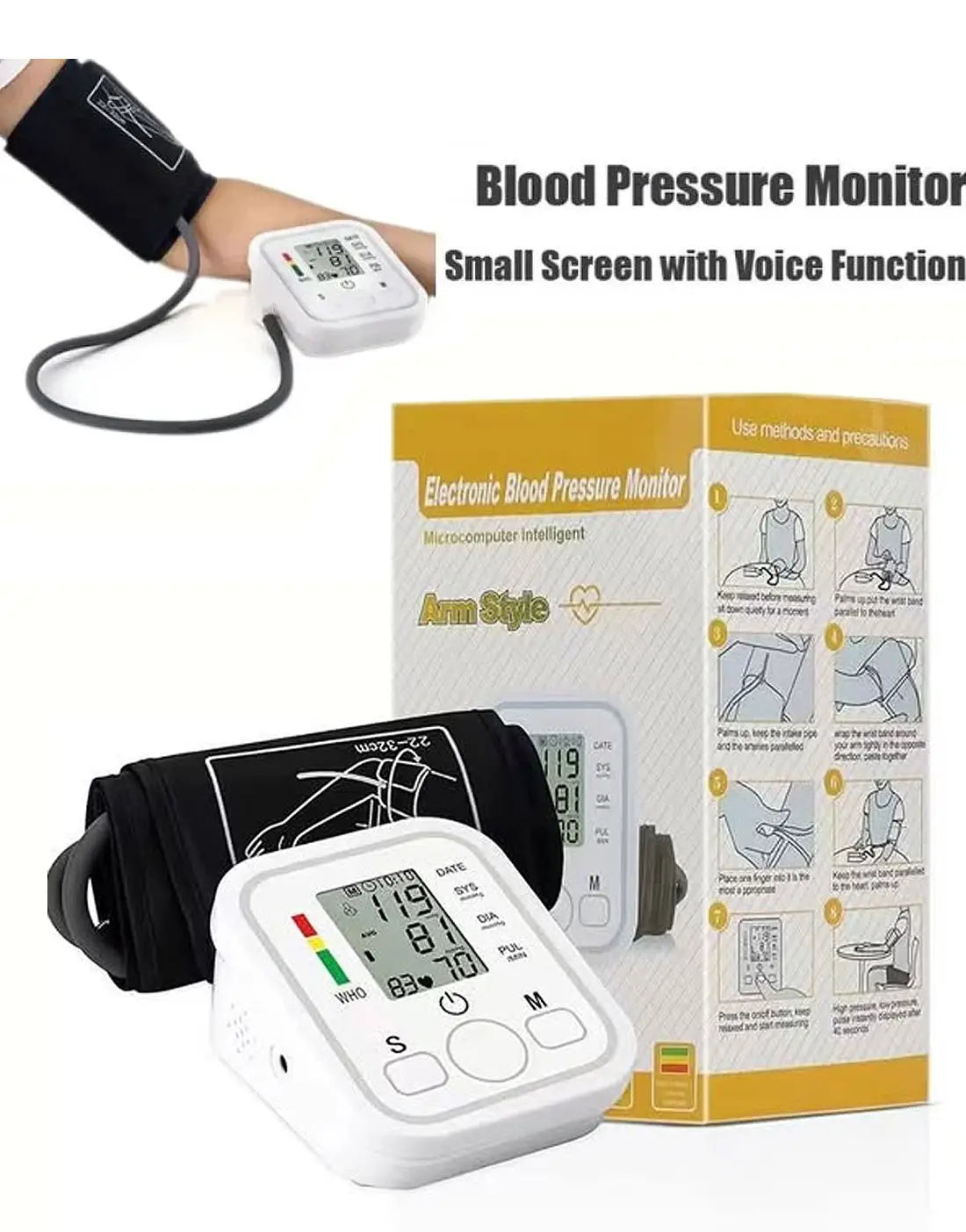Upper Arm Blood Pressure Monitor | Digital Voice Function