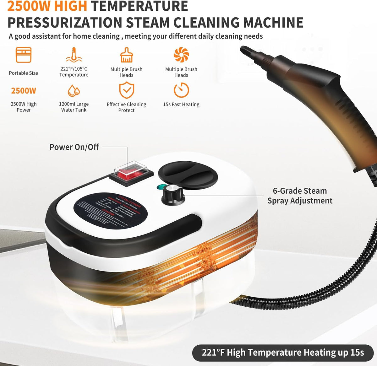 Portable High Pressure Steam Cleaner for Deep Cleaning