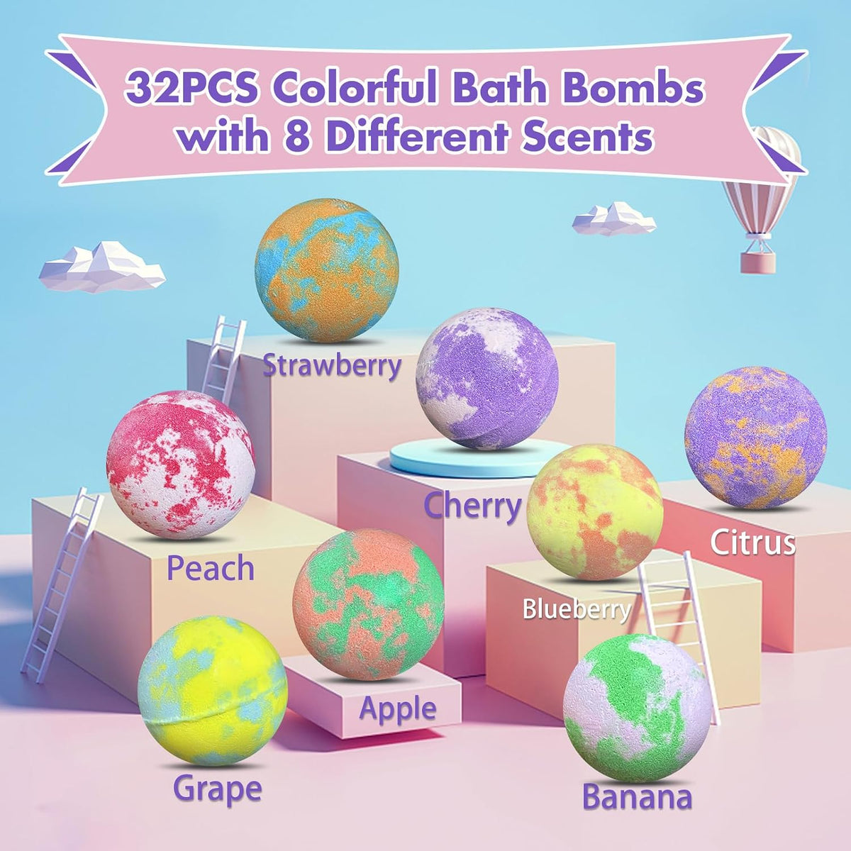 Kids Surprise Bath Bomb Set with Hidden Toy