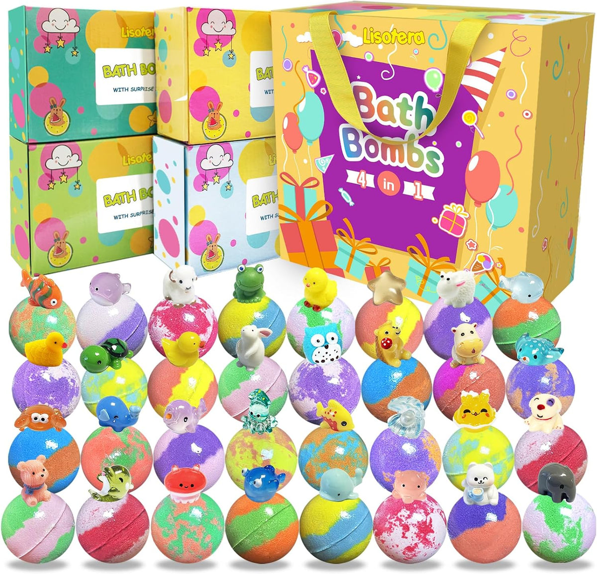 Kids Surprise Bath Bomb Set with Hidden Toy