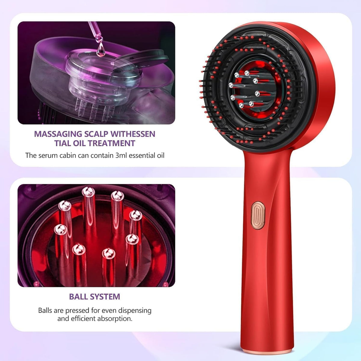 LED Hair Growth Therapy Scalp Massage Brush