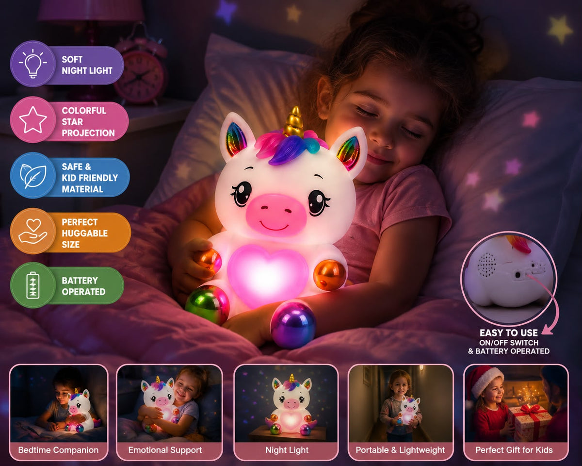 Unicorn Night Light Plush Toy for Kids